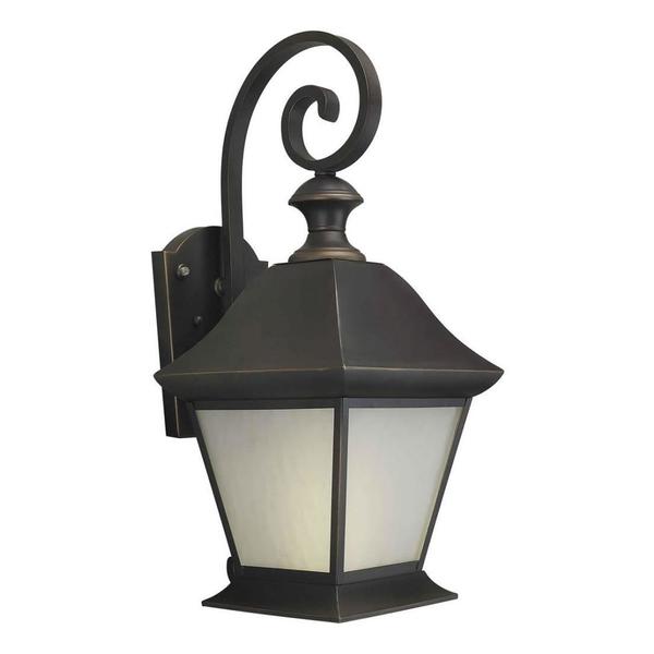 Forte One Light Royal Bronze Frosted Seeded Panels Glass Wall Lantern 10001-01-14